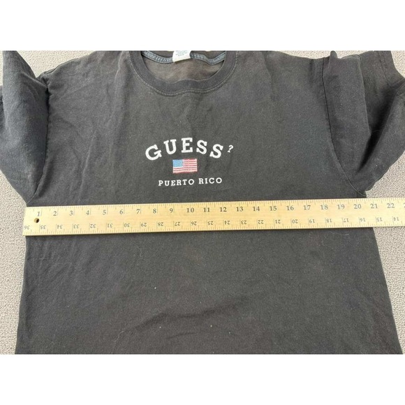 Vintage Guess‎ T Shirt Men M Puerto Rico Flag Logo Black Distressed USA Mexico - Picture 4 of 9